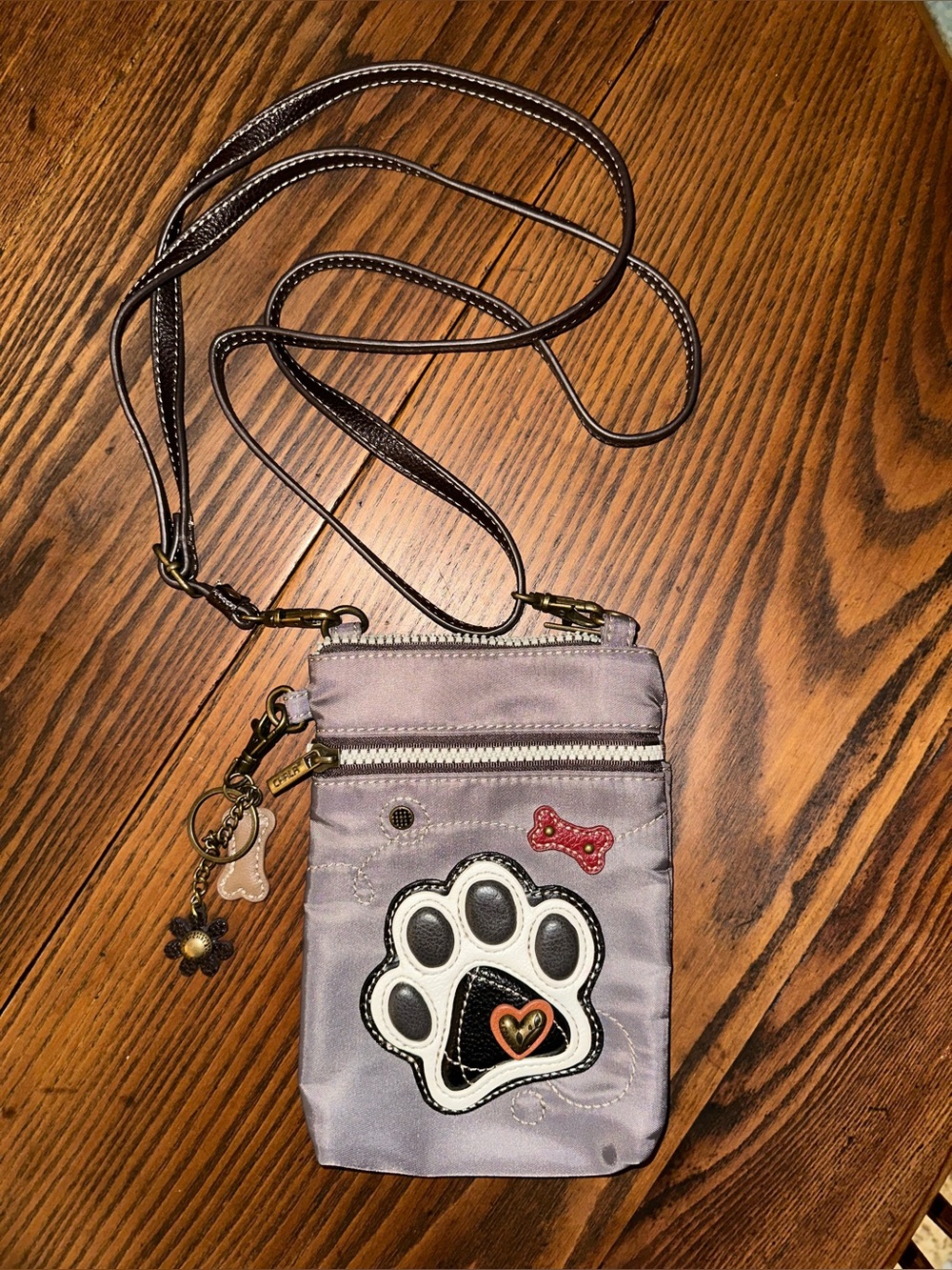Chala Crossbody Bag - Gray with Paw Print